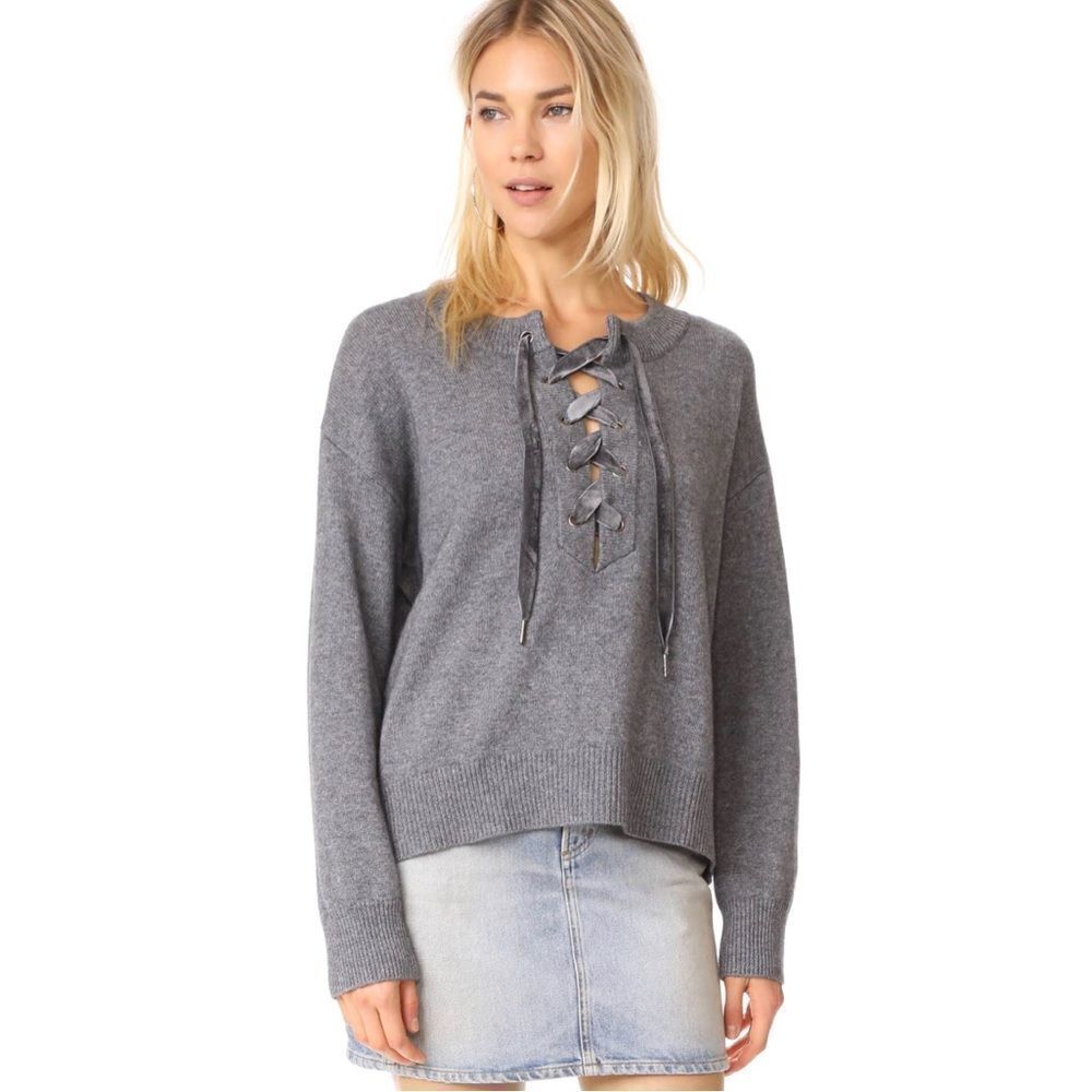 Rails Cashmere Wool Blend Olivia Lace Up Sweater C32